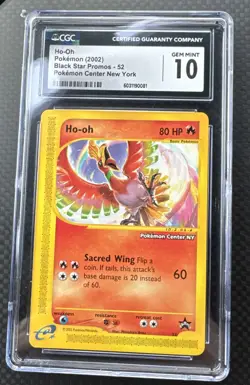 Ho-Oh #52 Pokemon Center NY Promo CGC 10 Black Star Promo CGC 10 Pokemon 2002 - Image 1