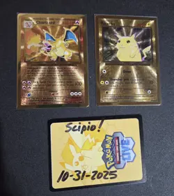 Pokemon Celebrations Gold Metal Charizard & Pikachu Cards 25th Anniversary Base - Image 1