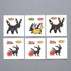 Pokemon Card Bread Deco Chara Seal Sticker Umbreon Espeon 6 set Japanese k636 - Image 1
