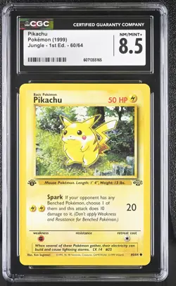 CGC 8.5 Pikachu 1999 Jungle 1st Edition 60/64 Pokemon Card - Image 1