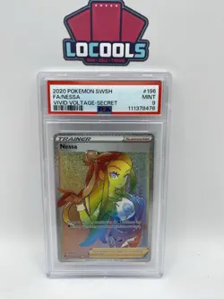 PSA 9 2020 POKEMON SWORD & SHIELD VIVID VOLTAGE 196 FULL ART/NESSA SECRET - Image 1