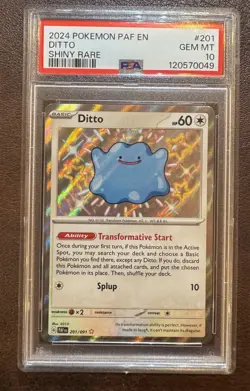 2024 POKEMON PAF EN-PALDEAN FATES SHINY RARE #201 DITTO PSA 10 - Image 1