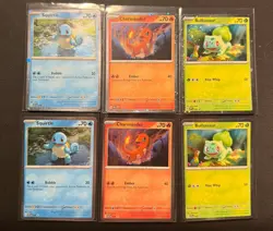 Pokemon 151 Poster Promos Bulbasaur Charmander Squirtle Cosmo Holo & Pixel Holo - Image 1