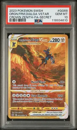 2023 POKEMON SWSH CROWN ZENITH SECRET FULL ART/ORIGIN FORME DIALGA VSTAR PSA 10 - Image 1