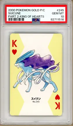 Pokemon - Suicune King of Hearts Part 2, Gold Pichu Back Poker Deck #245 PSA 10 - Image 1