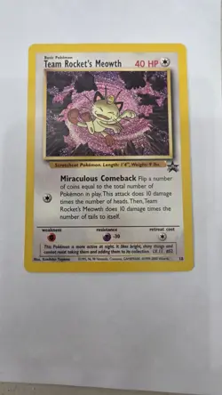 Team Rocket's Meowth WOTC Black Star Promo 18 Pokemon Card - Image 1