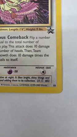 Team Rocket's Meowth WOTC Black Star Promo 18 Pokemon Card - Image 5