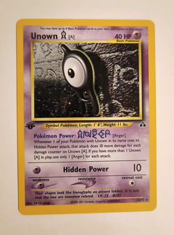 👀 VIDEO 1st Edition Pokemon Unown TCG Neo Discovery 14/75 Holo Rare Card NM - Image 1