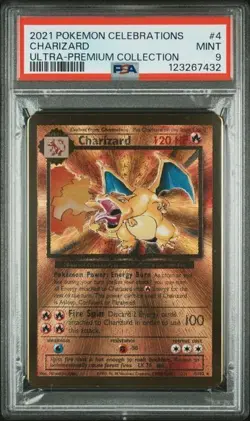 PSA 9 - 2021 Pokemon Celebrations UPC CHARIZARD Gold Metal Card #4 (7432) - Image 1