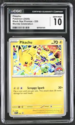 CGC 10 Pikachu SVP 225 Worlds Celebration Promo Pokemon Card - Image 1