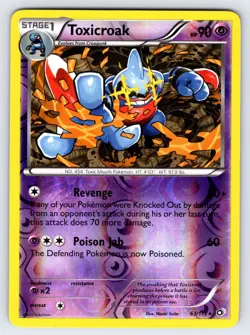 Toxicroak 63/113 B&W Legendary Treasures Pokemon Card Reverse Holo Rare - Nm/Vlp - Image 1