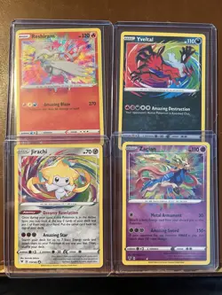 Pokemon Cards Lot of 4 Amazing Rare Vivid Voltage Jerachi Zacian Reshiram Yvetal - Image 1