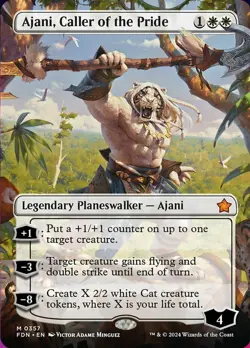 [1x] Ajani, Caller of the Pride - Borderless Near Mint, English Foundations Sing - Image 1