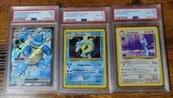 Gyarados 6/102 PSA 6, Blastoise ex PSA 7, Dragonair PSA 8 Lot of 3 Pokemon Cards - Image 1