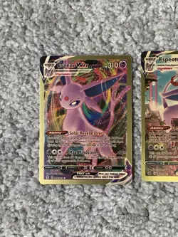 Pokemon Set of 2 Espeon VMax HP310 Solar Revelation Gold Foil Fan Art NM! - Image 2