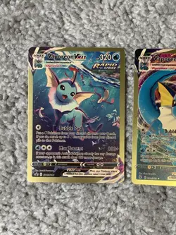 Pokemon Set of 2 Vaporeon VMax HP320 Blkstar Promo Bubble Gold Foil Fan Art NM! - Image 2