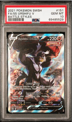 2021 POKEMON SWSH FULL ART SS URSHIFU V BATTLE STYLES #151 PSA 10 - Image 1