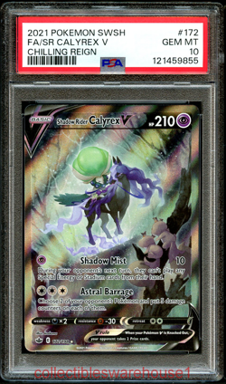 Pokemon Chilling Reign Shadow Rider Calyrex V 172 PSA 10 - Image 1