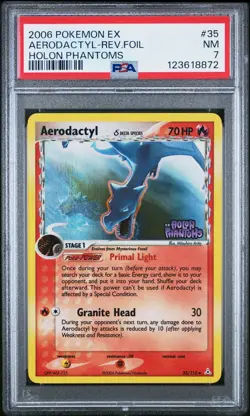 2006 POKEMON EX HOLON PHANTOMS #35 AERODACTYL-REVERSE FOIL PSA 7 - Image 1