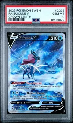 PSA 10 Suicune V GG38/GG70 Pokemon Crown Zenith Galarian Gallery Holo - Image 1