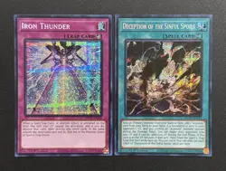 2025 YUGIOH MP25 1ST ED SECRET RARE IRON THUNDER & DECEPTION OF SINFUL NM SET - Image 1