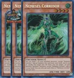 Yugioh! 3x Nemeses Corridor RA03-EN025 Secret Rare 1st Ed NM - Image 1