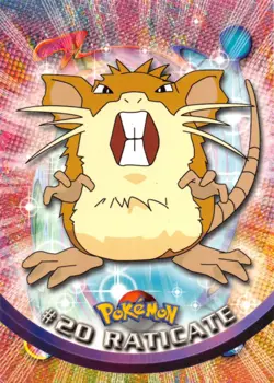 RATICATE #20 - BLUE Logo - NON-HOLO - SERIES 1 - TOPPS Pokemon Card - LP/MP - Image 1