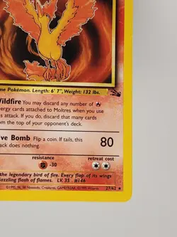 Moltres 27/62 Fossil Non-Holo Rare Vintage Pokemon Card 1999 Near Mint Condition - Image 4