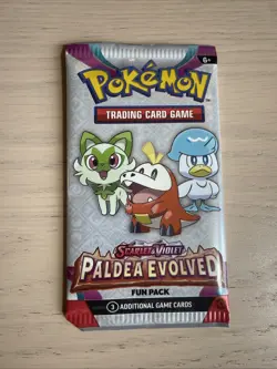 Pokemon Card - S&V Paldea Evolved - Fun Pack - 3 Cards - Factory Sealed Sample - Image 1