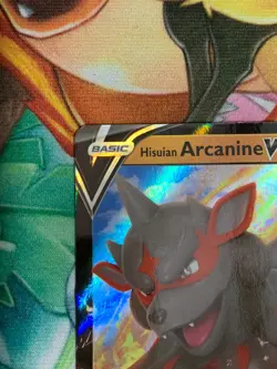 C1016 POKEMON TCG HISUIAN ARCANINE V NM-LP CARD HOLO #090 SILVER TEMPEST RARE - Image 3