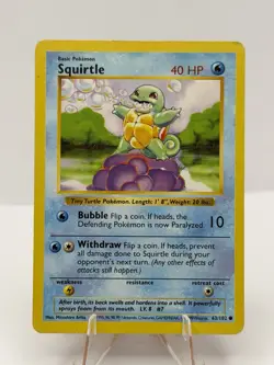 Squirtle Base Set 063/102 Shadowless Unlimited Edition Regular Card - Image 1