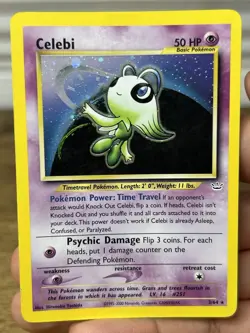 Celebi Neo Revelation Holo Rare Pokemon TCG Card 3/64 HP - Image 3