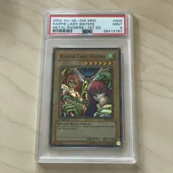 2002 Yu-Gi-Oh! Metal Raiders Harpie Lady Sisters 1st Edition Card MRD-009 PSA 9 - Image 1