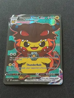 PIKACHU POKEMON GREYMON COSPLAY CARTE CARD NEW HOLO PRISM COLLECTION BRILLANTE - Image 1