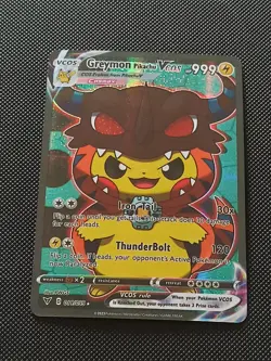 PIKACHU POKEMON GREYMON COSPLAY CARTE CARD NEW HOLO PRISM COLLECTION BRILLANTE - Image 2