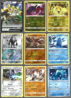 Regigigas Regidrago Regileki Pokemon Card Collection Set of 9 English HoloRare V - Image 1