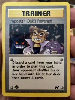 Pokemon TCG Trainer Card Imposter Oak’s Revenge 1st Edition Rare - Image 1
