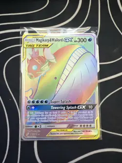 Pokemon TCG Magikarp & Wailord GX Rainbow Secret Rare 183/181 - Image 1