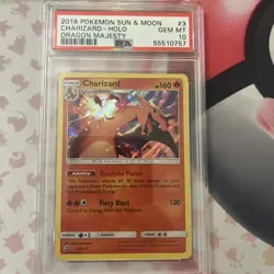 PSA 10 GEM 2018 POKEMON CHARIZARD 3/70 DRAGON MAJESTY - HOLO - Image 1