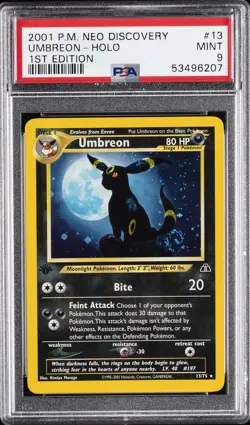2001 POKEMON NEO DISCOVERY 1ST ED #13 UMBREON-HOLO PSA 9 - Image 1