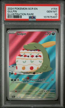 2024 POKEMON SCR EN-STELLAR CROWN ILLUSTRATION RARE #154 GULPIN PSA 10 - Image 1