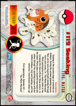 2000 Topps Pokemon TV Animation Edition Series 3 Non Holo #119 Seaking - Image 2