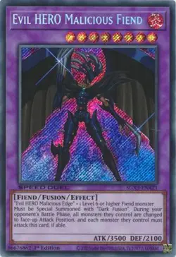 Yugioh! MP Evil HERO Malicious Fiend - SGX3-ENA21 - Secret Rare - 1st Edition Mo - Image 1