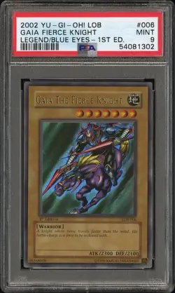 Yu-Gi-Oh! 2002 Gaia The Fierce Knight LOB-006 1st Edition - PSA 9 - Image 1