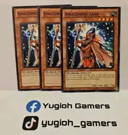 YUGIOH AMAZONESS SAGE X3 DIFFERENT SETS COMMON LIGHT PLAYED - Image 1