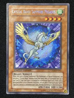 YUGIOH CRYSTAL BEAST SAPPHIRE PEGASUS SECRET RARE GOOD CONDITION CT04-EN002 - Image 1