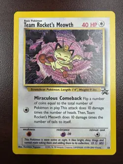 Team Rocket’s Meowth English Black Star Promo No 18 Pokemon Card MP+ - Image 1