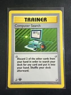 Pokemon Trainer Card Computer Search 71/102 Base Set 1st Edition - Image 1