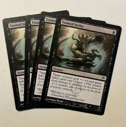 TAINTED STRIKE X 4 SCARS OF MIRRODIN MAGIC THE GATHERING + Free Bonus Cards - Image 1