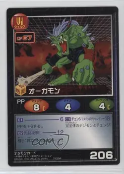 1999 Digimon - Digital Monsters: Card Tactics Japanese Ogremon #206 - Image 1